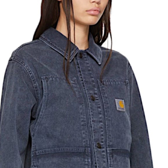 Carhartt WIP double front washed distressed oversized jean jacket Size XS unisex - Picture 3 of 11